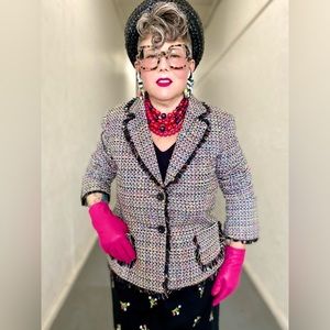 Nubby Pastel Blazer with Fringe